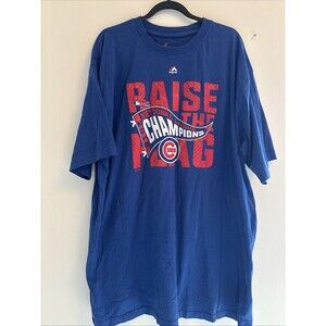 MAJESTIC Mens Chicago Cubs 2016 NL Champs 2XLT Raise The Flag Baseball T-Shirt